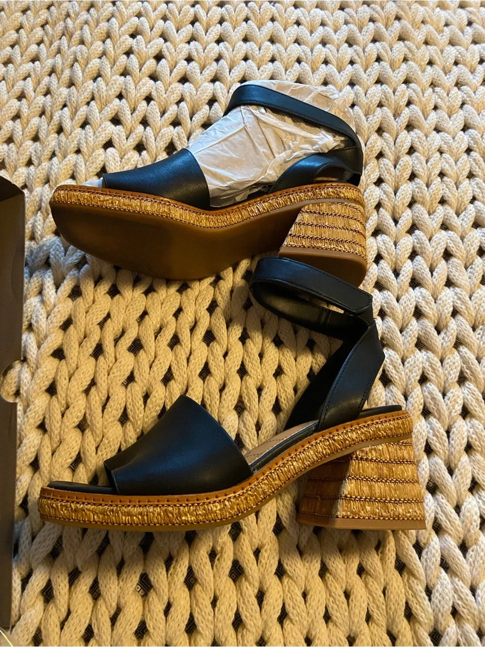 Black Leather Ankle-Strap Sandals
